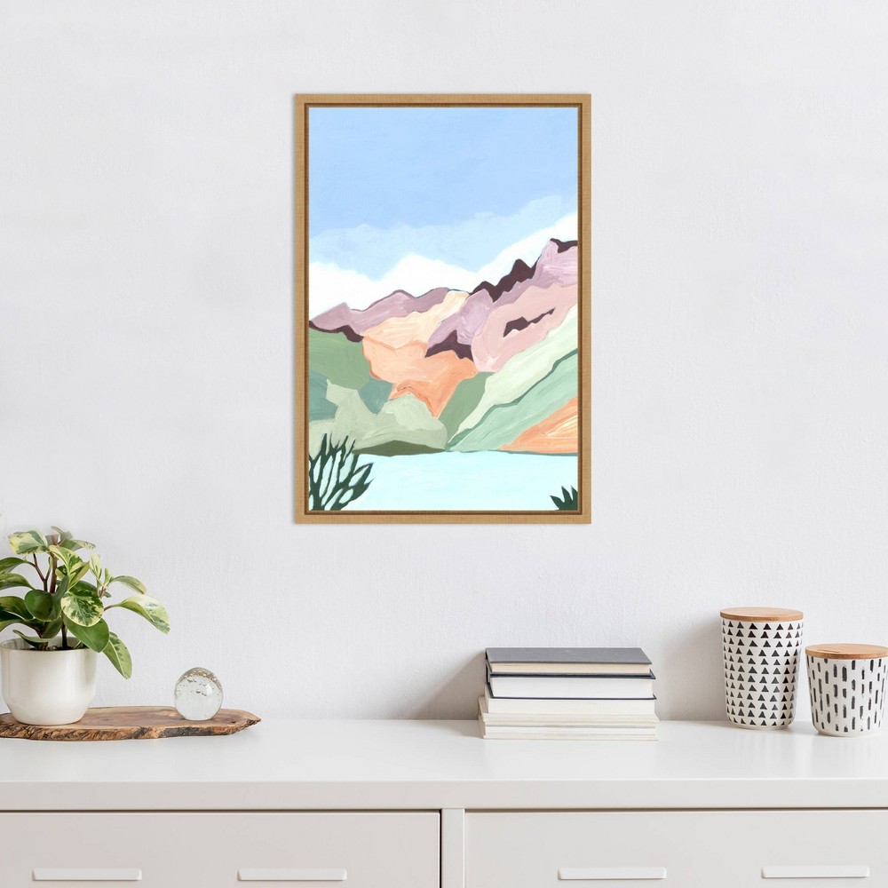 Photos - Other Decoration Amanti Art 16"x23" Mountains II by Andrea Mejia Framed Canvas Wall Art Print: Contemporary Landscape, Mid-Century Modern Dec
