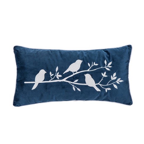 C F Home 12 X 24 Bird Branch Velvet, Blue Outdoor Pillows Target