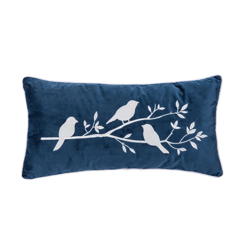 C&F Home 12" x 24" Bird Branch Velvet Embroidered Throw Pillow, 1 of 9