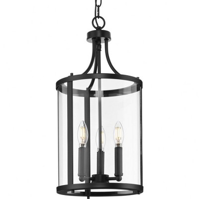 Progress Lighting Gilliam Light Foyer Chandelier Matte Black Clear