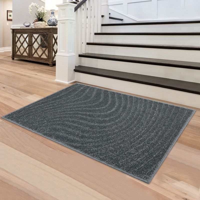 Modern Geometric Wave Area Rug Thick Non-Shedding Stain-Resistant Rug Carpet, 2 of 9