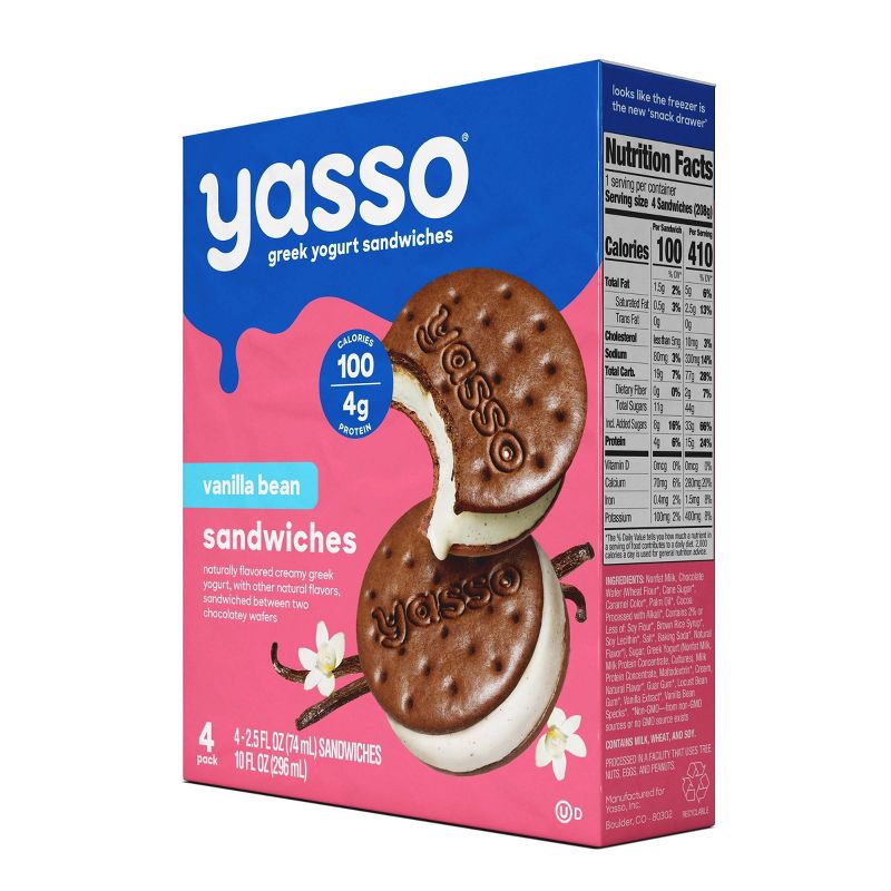 Yasso Vanilla Bean Frozen Greek Yogurt Sandwich - 10 fl oz/4ct, 5 of 12