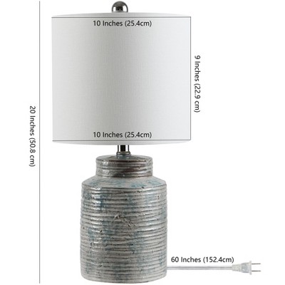 Boris Blue and Gray Glass Table Lamp with Drum Shade