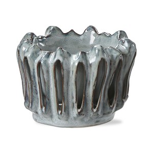TAG Lagoon Planter Teal Reactive Glazed Stoneware, 5.0L x 5.0W x 4.5H, Holds Up to 4 inch Drop In Pot - 1 of 2