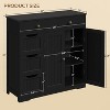 Yaheetech Wooden Bathroom Storage Cabinet Floor Cabinet with Adjustable Shelf, Black - 3 of 4