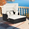 Tangkula Patio Hand-Woven PE Wicker Daybed Outdoor Loveseat Sofa Set w/ Off White Cushions - 3 of 4