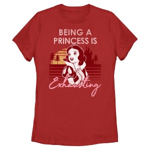 Womens Snow White and the Seven Dwarfs Retro Being a Princess Is Exhausting T Shirt - 1 of 4