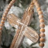 Wood Beads & Cross Ornament Natural 10"H Wood - 2 of 2