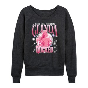 Women's - Wicked - Glinda You're Gonna Be Popular Lightweight French Terry Wide Neck Long Sleeve Shirt - 1 of 4
