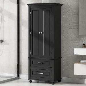 Kumasinova 62.5" Tall Bathroom Storage Cabinet,Bathroom Floor Cabinet with 2 Drawers,Bathroom Cabinets with Adjustable Shelves for Bathroom/Office - 1 of 4