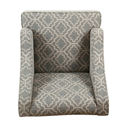 Geometric Ash Gray Upholstered Accent Armchair with Wood Legs
