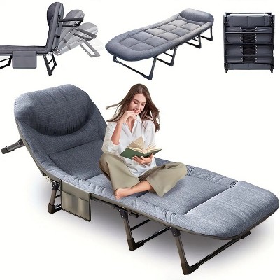 70.8'' outdoor camping nap folding bed simple and portable escort camp bed nap bed with mattress adjustable folding chair