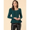 Allegra K Women's Square Neck Long Sleeve Knit Peplum Blouse - 4 of 4
