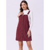 INSPIRE CHIC Women's Adjustable Straps Button Down Pinafore Corduroy Overall Dress - 3 of 4