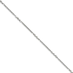 Black Bow Jewelry Stainless Steel 2mm Cable And Twisted Bar Link Anklet, 9.5 Inch - 1 of 4
