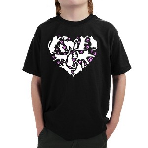 LA Pop Art Cat Heart - Boy's Word Art T-Shirt - 1 of 4