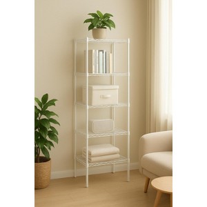 5-Tier White Metal Wire Shelving Unit, Heavy-Duty Storage Rack Organizer for Kitchen, Bathroom & Garage - 1 of 4
