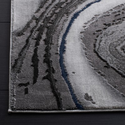 Abstract Swirls 5'3" x 7'6" Blue/Grey Synthetic Area Rug