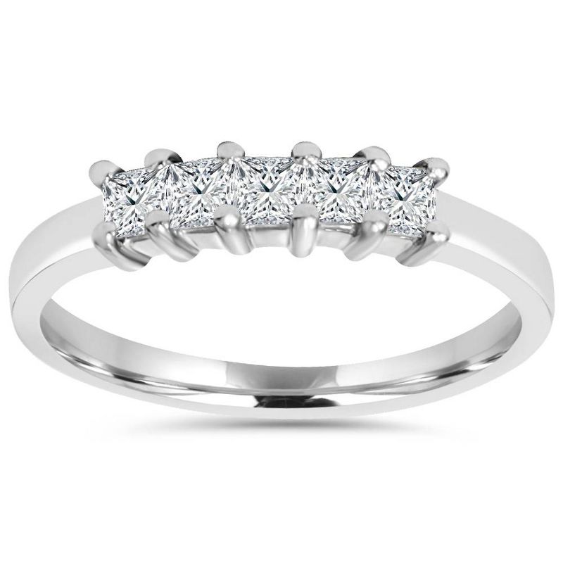 Pompeii3 1/2ct Princess Cut Diamond 14K White Gold Wedding Ring, 1 of 6