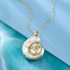 Ross-Simons Mother-Of-Pearl, 7-7.5mm Cultured Pearl and .30 Carat Peridot Shell Pendant in 14kt Yellow Gold Size 1.38 - 4 of 4