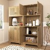 Brown Kitchen and Dining Cabinet with Drawers and Shelves, Farmhouse Large Wood Storage Cabinet - The Pop Home - 2 of 4