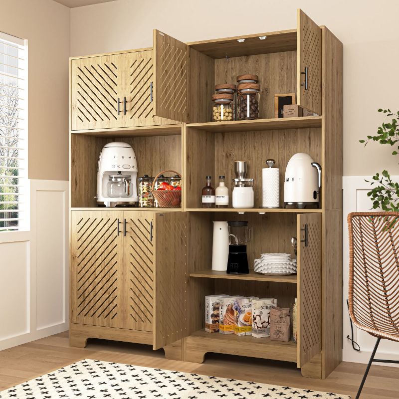 Brown Kitchen and Dining Cabinet with Drawers and Shelves, Farmhouse Large Wood Storage Cabinet - The Pop Home, 2 of 10