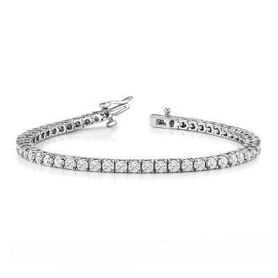 5.5 Carat Round Cut April - Cubic Zirconia - Birthstone Tennis Bracelet Eternity Design - White Gold Plating, Female, Adult