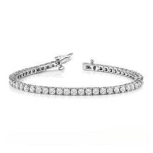 5.5 Carat Round Cut April - Cubic Zirconia - Birthstone Tennis Bracelet Eternity Design - White Gold Plating, Female, Adult - 1 of 4
