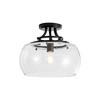 Rennnsan Jaden 13.78" 1-Light Modern Matte Black Dome Clear Glass Semi-Flush Mount Ceiling Light - 3 of 4