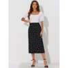 Allegra K Women's Summer Polka Dots Casual Elastic High Waisted Pencil Midi Skirts - 2 of 4
