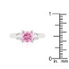 Slickblue Charming Mini Pink Ice / Pink Tourmaline Triplet Ring - Rhodium-Plated 3-Stone Bridal Jewelry - 3 of 3