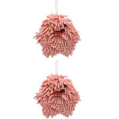 REGALWOVEN Soft Absorbent Chenille Decorative Hanging Ball Hand Towels 2 Pcs