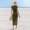 Women's Elegant Olive Green Twist Front Midi Dress - Cupshe - 3 of 4