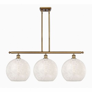 White Mouchette - 3 Light Stem Hung Island In Modern Style-14 Inches Tall and 38.5 Inches Wide - 1 of 1