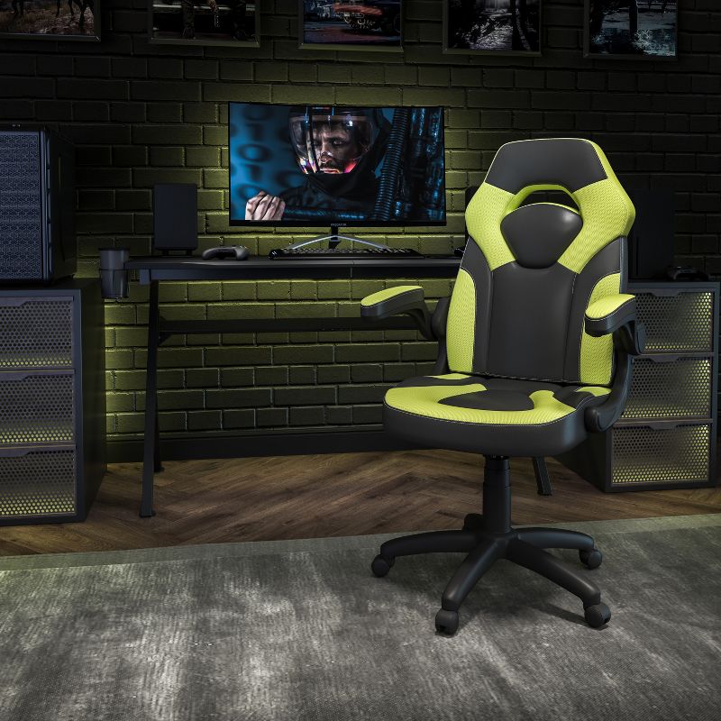 Flash Furniture X10 Gaming Chair Racing Office Ergonomic Computer PC Adjustable Swivel Chair with Flip-up Arms, 3 of 15