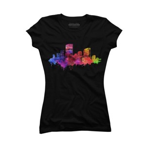 Junior's Design By Humans Color Drip City Buildings By hkartist T-Shirt - 1 of 2
