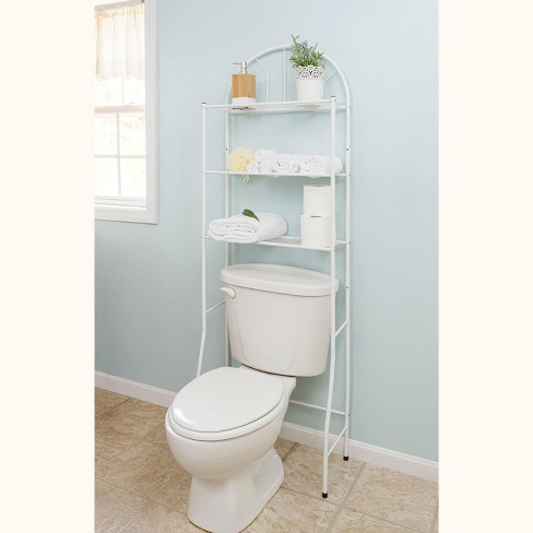 Home Basics 3 Shelf Steel Bathroom Space Saver, White : Target