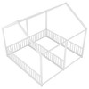 NicBex Twin Size Platform Bed Modern House-Shaped Metal Bed Frame with 2 Beds Side by Side and Guardrails for Bedroom, No Box Spring Required - 3 of 4