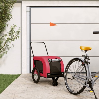vidaXL Pet Bike Trailer Red and Black Oxford Fabric and Iron 49.2" x 24.8" x 26"