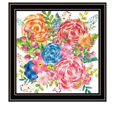 HomeRoots Spring Floral Black Framed Print Wall Art
