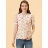 INSPIRE CHIC Women's Peter Pan Collar Lace Trim Embroidered Casual Floral Blouse - 3 of 4