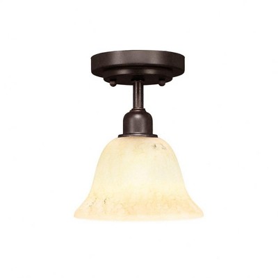 Toltec Lighting Vintage 1 - Light Flush Mount in  Dark Granite with 7" Italian Marble Shade