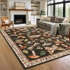 Acekool Washable 5x7 Area Rug, Modern Floral Insect Print, Non Slip Low Pile Soft Stain Resistant Indoor Carpet, Black - 4 of 4
