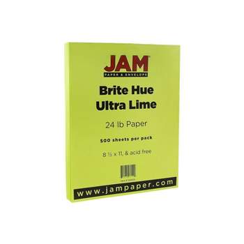 JAM Paper Smooth Colored Paper 24 lbs. 8.5" x 11" Ultra Lime Green 500 Sheets/Ream (104034B)