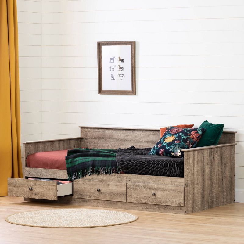 Twin Tassio Daybed with Storage Weathered Oak - South Shore, 3 of 10