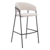 HomeRoots Set of Two 30" Cream and Black Shearling and Steel Low Back Bar Height Bar Chairs - 4 of 4