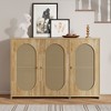 NicBex 48.8 Inch 3-Door Storage Cabinet with Artificial Rattan Doors and Metal Handles for Living Room,Kitchen,Hallway - 2 of 4