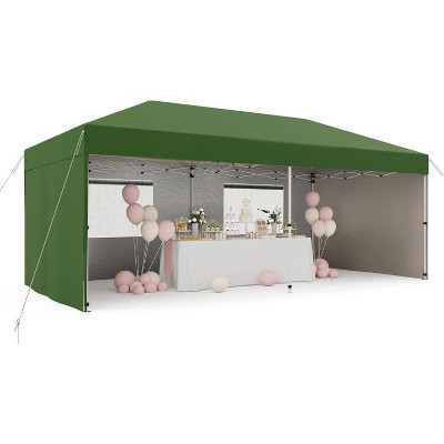 10x20 Pop Up Canopy Tent with 4 Sidewall, Heavy-Duty Gazebo Rust-Proof Frame with 3 Adjustable Heights UV Protection for Beach Party Garden