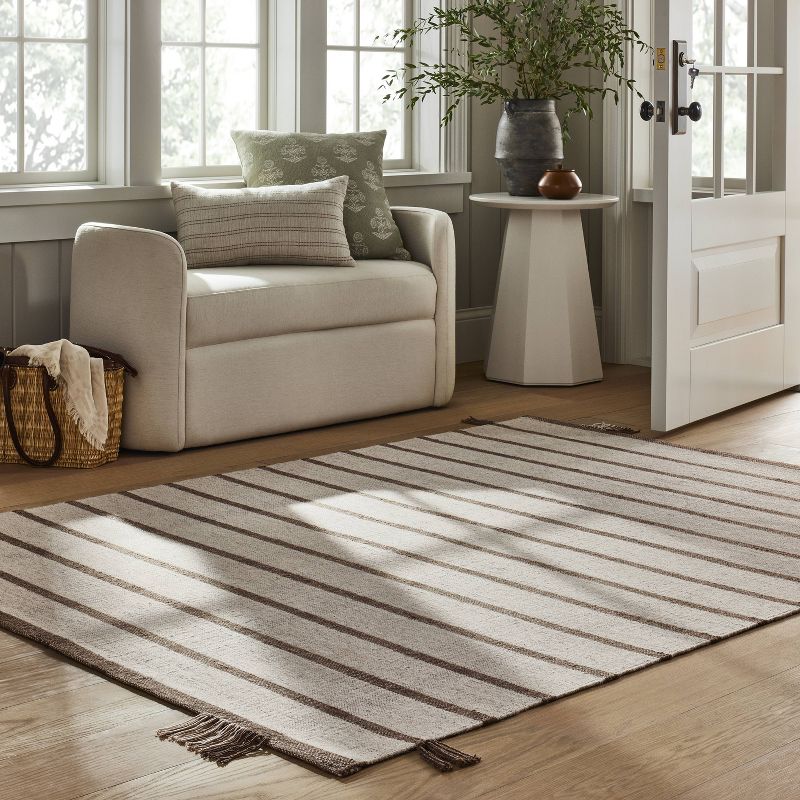 Handwoven Plaid Flat Weave Area Rug Cream/Brown - Threshold™ designed with Studio McGee, 3 of 6