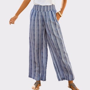 Women's Striped Wide Leg Pants - LASCANA - 1 of 4